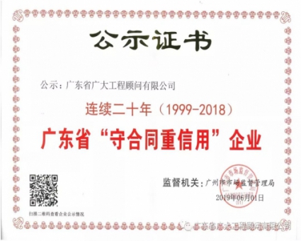 喜讯来报｜省广大公司连续二十年荣获“广东省守合同重信用企业”